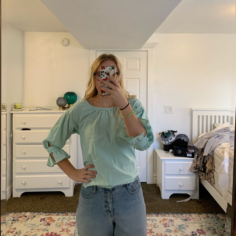 Light green pin stripe blouse